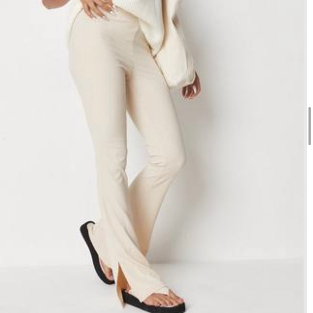 NWT Rib flared split hem pants